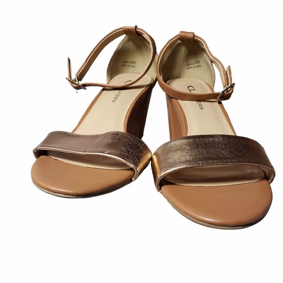 CL by Laundry size 9 Rose Gold & Brown Open Toe Heels AS IS NO BOX - Picture 4 of 10